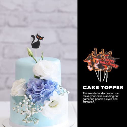 ABOOFAN 15 Unidades Inserção De Bolo De Halloween Picaretas De Cupcake De Gato Preto Topo De Bolo Di