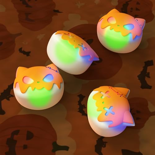 Image of PlayVital Cute Universal Illuminated LED Thumbstick Grips for ps5, for ps4, Joystick Caps for Xbox Series X /S, for Xbox One, Switch Pro Controllers, Joystick Protection - Tricky Kitty & Dorky Kitty