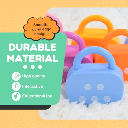 Image of GEERAY Cause and Effect Toys for Toddlers 3+, Montessori Lock & Key Set with 5 Apple-Shaped Locks, Keys & 10 Cards - Learn Numbers, Colors & Motor Skills STEM Toy Gift for Home & Classroom