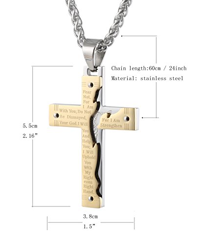 HZMAN Men's Stainless Steel Jesus Christ Crucifix Cross Lord's Prayer Pendant Necklace4