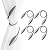 Valea Home 4 Pieces Curtain Tiebacks Clips Creative Window Drape Twist Tie Backs European Style Custom Made Curtain Holders Decorative Draperies Holdbacks, Silver Grey