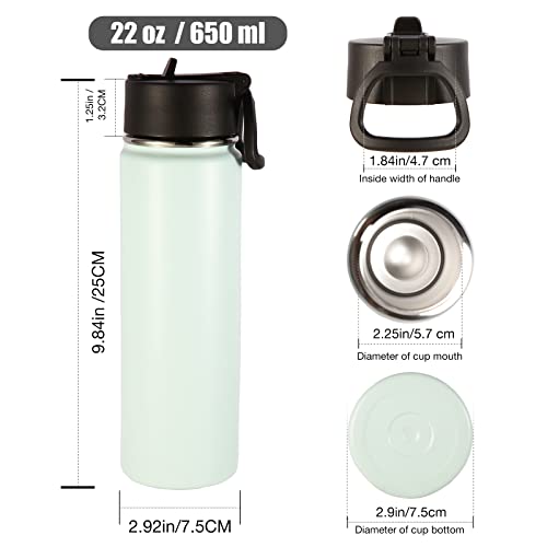 Image of Volhoply Insulated Water Bottles with Straw Bulk 4 Pack, 22 oz Stainless Steel Sports Bottle with Handle Lid,Metal Double Wall Travel Water Cups with Wide Mouth,Reusable Cold Water Flask(Fog,4 Set)