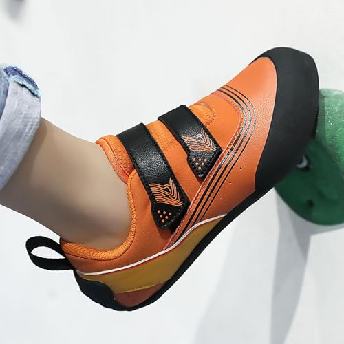 Climbing Shoes Mens Light Anti-Slip Indoor Outdoor Rock Climbing Sneaker for Beginners Professional Climbers (Orange, Adult, Men, 9.5, Numeric, US Footwear Size System, Medium)4
