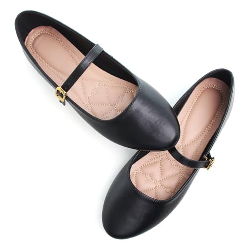 SAILING LU Women's Pointed Toe Mary Janes Shoes Buckle Dressy Comfortable Ballet Flats Slip-On Wear to Work Loafers2