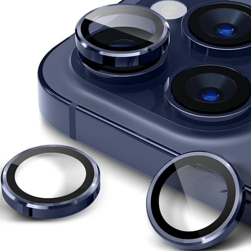 Image of GRIPP 3in1 Focal Camera Lens Protector for iPhone 15 Pro, iPhone 15 Pro Max / 16 Pro / 16 Pro Max / 17 Pro / 17 Pro Max, Aluminium Alloy Ring, Ultra-Clear HD Glass, Easy Install - Diamond Blue