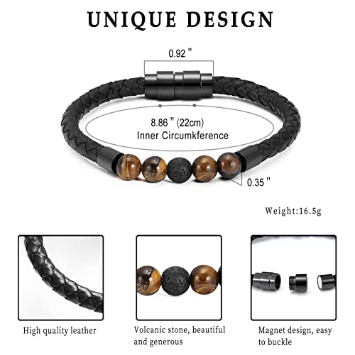 Leather Cremation Memorial Urn Bracelet Lava Stone 316L Stainless Steel Cremation Bangle Keepsake Urn Bracelet for Ashes - Image 3