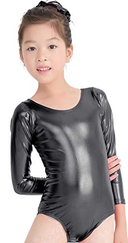 speerise Kids Girls Long Sleeve Shiny Metallic Spandex Gymnastics Dance Leotard