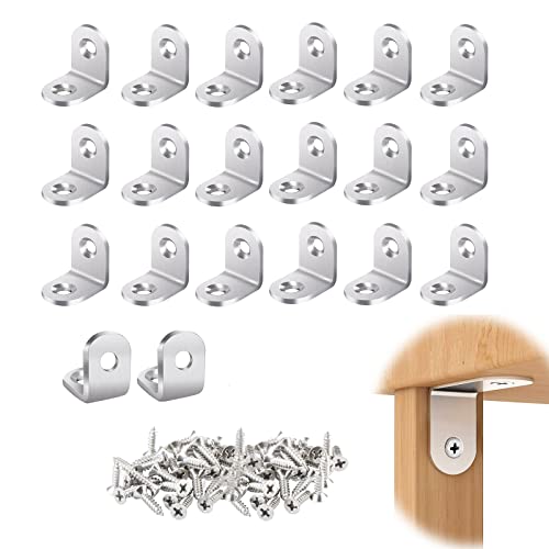 20 PCS Acero Inoxidable Corner Brace Sujetador de Esquina de Ángulo Recto 90 Grados Estante de Ángulo en Forma L Código de Esquina Fijo de Madera Con Tornillos para Escritorio Gabinete Silla Estante Cover