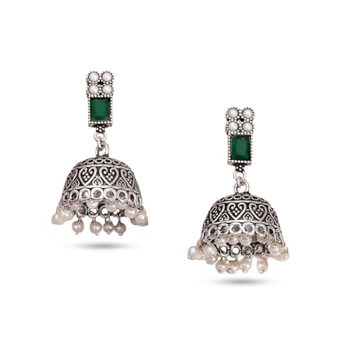 Image of Rubans Jhumka Earrings Oxidised Trendy Jewellery Gift for Women & Girls