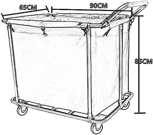 Grand chariot de service ménager avec poignée, panier à linge à roulettes avec 6 tubes Marron