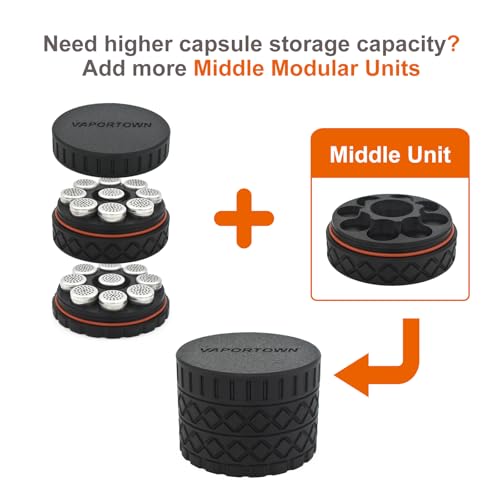 Vaportown Luftdicht Dosierkapseln Magazin Kompatibel mit Storz & Bickel Mighty und Mighty+ Plus Venty Volcano Crafty + Vaporizer Geruchsdichter Behälter fasst 18 Kapseln Caddy Reise Zubehör