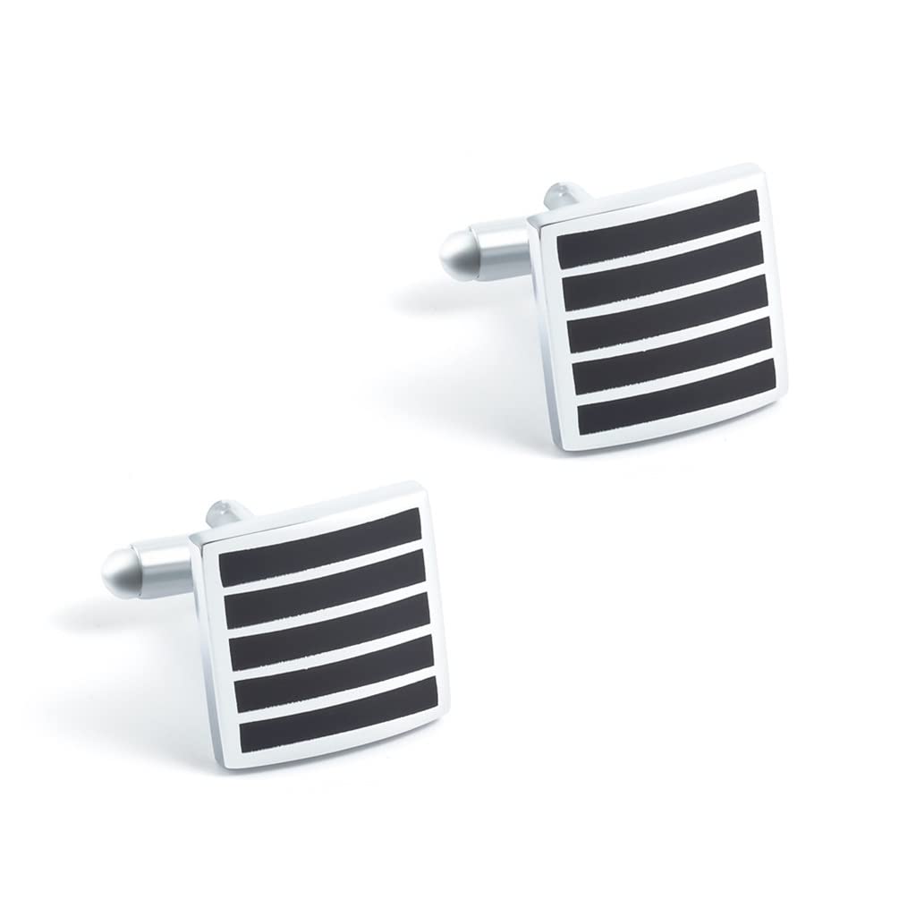 Krawattenclip Silber und schwarz gestreiftes Manschettenknopf Clip Set Metall Punktfarbe Drop Oil Krawatte Cufflinks (d_as Show)