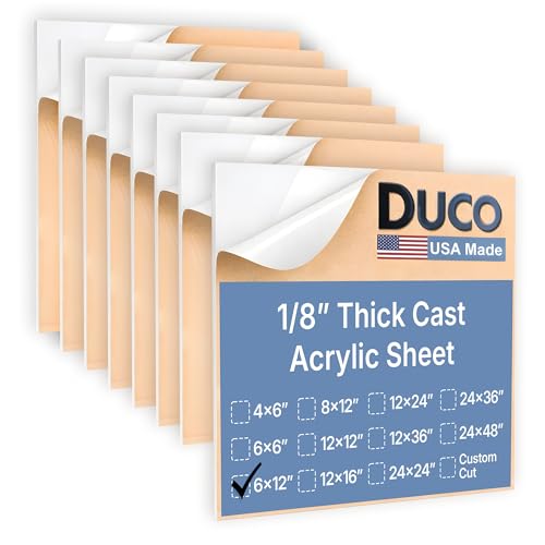 Image of Duco White Cast Acrylic Sheets 1 /8 inch (3mm) Thick 6 inch x 12 inch - 8 Pack of USA-Made Translucent White Plexiglass Sheet - Shatter Resistant Acrylic Board for Signs, Displays, Frames, & Decorative Projects