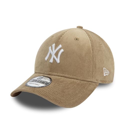 New Era NY New York Yankees Baseball Cap Teamlogo gebogener Schirm Cord verstellbar Kappe beige - One-Size