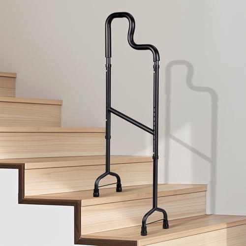 Aukivon Upgraded Stair Climbing Assist Cane, Adjustable Stair Cane for Walk Up and Down Stairs with Less Pain, Durable & Solid Anti-Slip Step Helper Meet Your Different Needs, Easy to Install