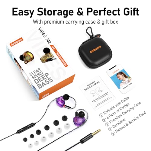Image of Audiovance Vibes 202M HiFi Wired Earbuds in-Ear Monitor Headphones with Mic