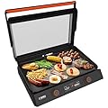 Blackstone 22-Inch Electric Griddle - 1200W Non Stick Ceramic Titanium Coated Stainless Steel Tabletop Griddle with EZ-Touch Control Dial, LCD Display, Patented Rotate & Remove Glass Hood - 8001