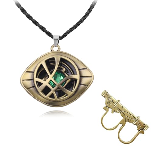 Photo de Doctor Strange Eye of Agamotto Collier - Bijoux Cosplay, Bague, et Cadeaux pour Fans, Fille, Garçon, Enfants