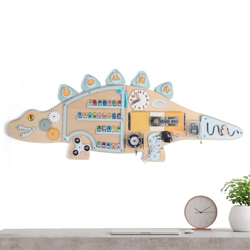 Panneau mural sensoriel dinosaure en bois pour l'éveil des enfants