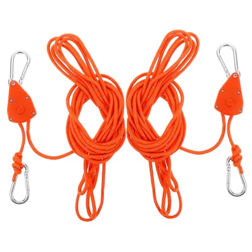 GALPADA 2pcs Adjustable Heavy Duty Rope Hanger Reinforced Gears for Grow Light Fixtures Practical Pulley System for Camping Tents and Outdoor Use
