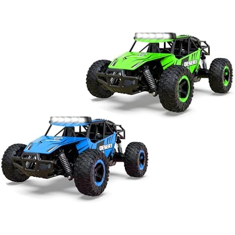 RACENT Remote Control Cars for Boys - 1:16 Scale 20kph Fast RC Truck All Terrain Off-Road Monster Truck Toy for Kids & Adults with 2 Rechargeable Batteries (Blue & Green) Cover