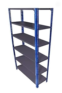 Premier Steel Slotted Angle Rack CRC Sheet 6 Shelves Multipurpose Storage Rack High Grade Powder Coating and Painted Shelves (Blue, Grey, 12