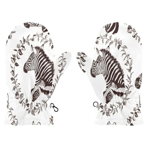 Kid's Winter Gloves Children Warm Gloves Zebra Wreath for Boys Girl Age 2-4 Years