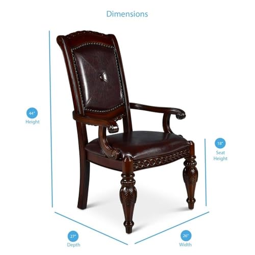 Steve-Silver-Company-Antoinette-Leather-Dining-Arm-Chair-in-Cherry-Set-of-2 Steve Silver Company Antoinette Leather Dining Arm Chair in Cherry Set of 2
