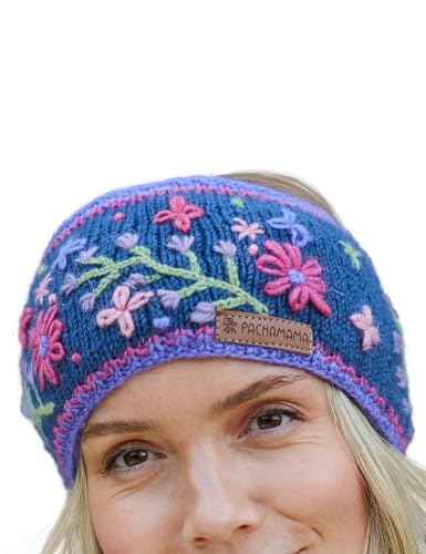Cache-oreilles laine femme doublure polaire Pachamama motif floral