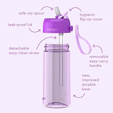 Bentgo Kids Lunch Box Water Bottle - New & Improved 2023 (Purple)