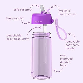 Bentgo Kids Lunch Box Water Bottle - New & Improved 2023 (Purple)