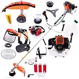 Decespugliatore a Scoppio 52cc 5,2 HP con Accessori Completi – Tagliabordi e Tagliaerba a Benzina Professionale con Lama e Testina Filo per Erba Alta e Rovi