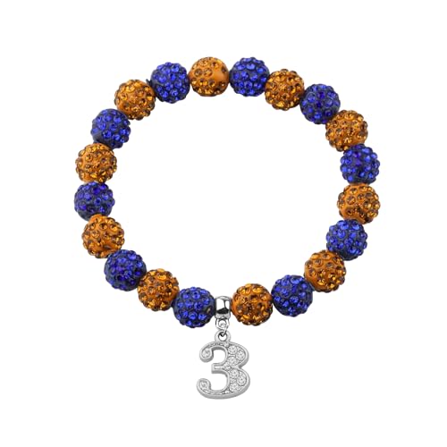 Image of POTIY SGR Sorority Gift Orange and Blue Beads Bracelet with Rhinestone Nmuber Charm Sorority Soror Gift