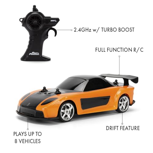 Jada FAST & FURIOUS RC DRIFT MAZDA RX-7 1:24 remote control vehicle, Orange, 1:24 scale, 28 cm x 16.5 cm x 16.5 cm - Image 2