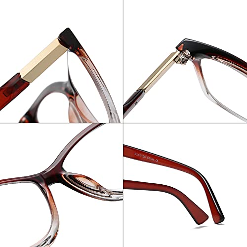 Image of Bevi Reading Glasses Anti Eyestrain Blue Light Blocking Large Square Oversize Frame with Metal Hinge for Women and Men