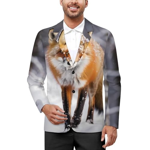 Fox Snowday Men's Casual Blazers Slim Fit Sport Coats Blazer Two Buttons Suit Jacket for Work Party