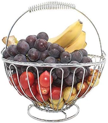 Fruit Basket Bowl Stainless Steel Fruit Tray Storage Basket Decorative Countertop Fruit Bowl Stand for Vegetables, Fruits, Candy, Chocolate, Dried Fruit Nuts for Home Party and Wedding, silver