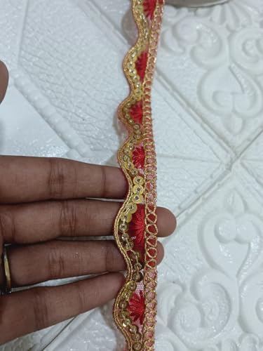 Image of Designer Golden Wave Lace Border for Blouse Saree Dupatta Lehenga Craft Decoration and Ethnic Sewing Accessories (RM-LACE49-5)