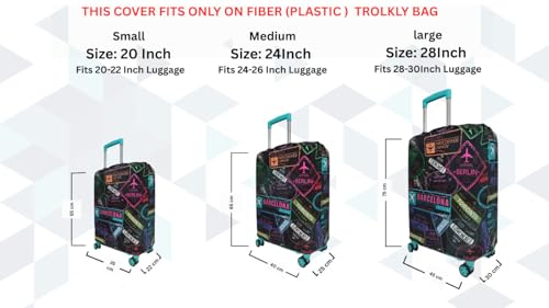 Image of Printed Luggage Cover for Traveling Bag & Suitcase - Stretchable & Scratchproof Trolley Protector with Velcro Lock & Lightweight Washable Material(Suitcase Bag Not Included, Only Cover in Product)