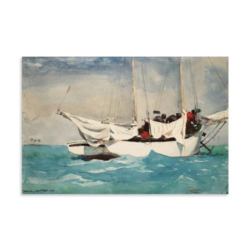 Winslow Homer Outstanding Works Póster Key West,Hauling Room Impresión estética arte pintura de pared lienzo moderno decoración de dormitorio 20 x 30 cm