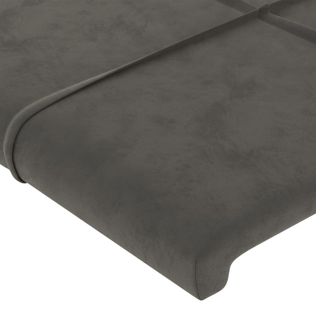 vidaXL Tête de Lit Meubles de Chambre à Coucher Accessoires de Lit Simple Têtes de Cadre de Lit Intérieur Gris Foncé 200x5x118/128 cm Velours
