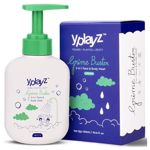 YplayZ Body Wash For Kids Sensitive Skin With Natural Oils, Beetroot, Cucumber & Strawberry Extracts Helps To Reduce Dryness, Rashes, Irritation For All Skin Types Age 4+ (300ML)