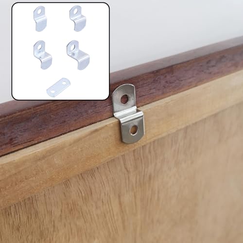 Image of 50 Pieces Offset Canvas Clips Metal Photo Frame Clips Mirror Clamps Heavy Duty Offset Mirror Clips for Picture Framing Painting Blackboard, with Screws (10 pcs Each 0 /0 inch, 1 /8 inch, 1 /4 inch 3 /8 inch 1 /2 inch)
