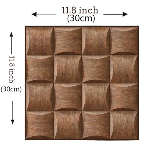 3D Wandpaneele selbstklebend,Wasserdichte PE Schaum,3d Holz Wandpaneele,Wohnzimmer Hintergrundwand Schlafzimmer Wanddekoration（30 * 30cm *10 Stück)(Holz)