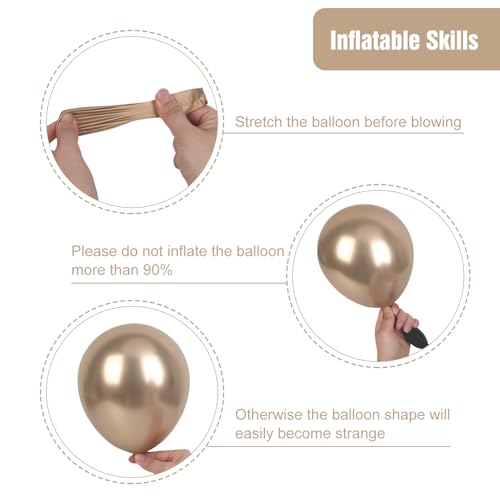 Image of RUBFAC 135pcs Chrome Gold Balloons Different Sizes Pack of 18 12 10 5 Inch, Latex Metallic Gold Balloon Garland Arch Kit for Graduation Wedding Happy Birthday Party Decoration