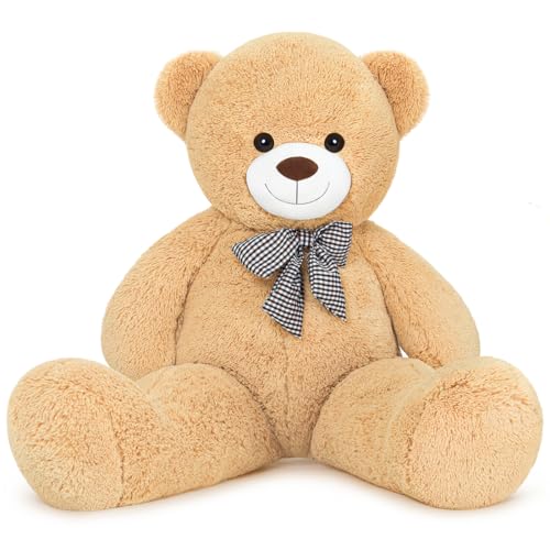 Sausudols XXXL Teddybär Großer Bär 140 cm groß Riesen Teddy Bär Stofftier Plüschtier Kuscheltier Geschenk für Kinder Freundin Hellbraun