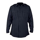First Class 100% Polyester Long Sleeve Zippered Uniform Shirt Medium Navy Blue