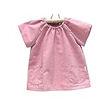 [cottonNINA] 子供スモック 半袖 110センチ 園児用 ASH110 (赤ダンガリー無地)