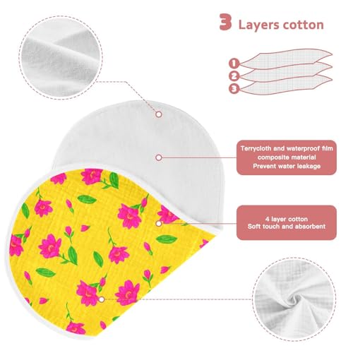 Sunny Florals Pattern Muslin Baby Burp Cloths - Super Absorbent and Soft Burping Rags - Cotton Burp Clothes Set for Boys and Girls, 4 Pack3