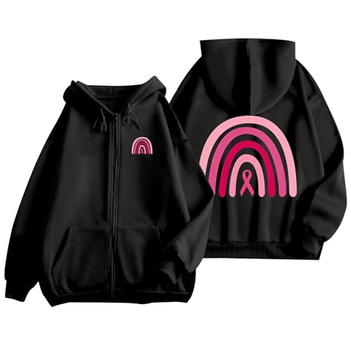 Sweat homme Octobre Rose zippé imprimé sensibilisation cancer